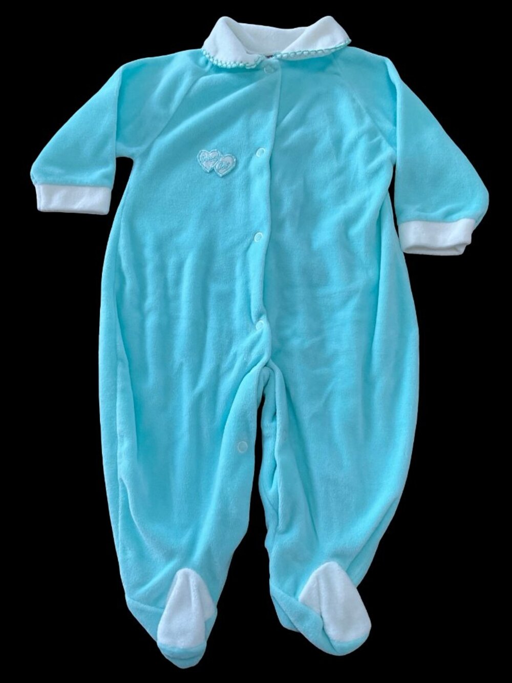Blue/White Vintage Velour Sleeper w/ "Sweet Tot" Applique